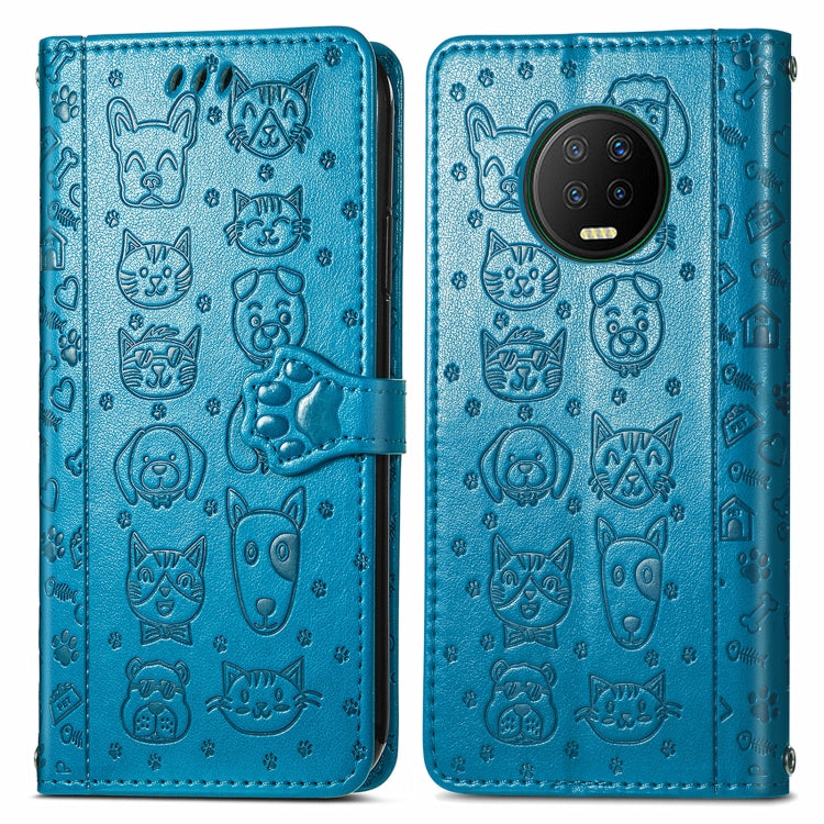 For Infinix Note 7 Lovely Cat and Dog Embossing Pattern Horizontal Flip Leather Case , with Holder & Card Slots & Wallet & Cartoon Clasp & Lanyard