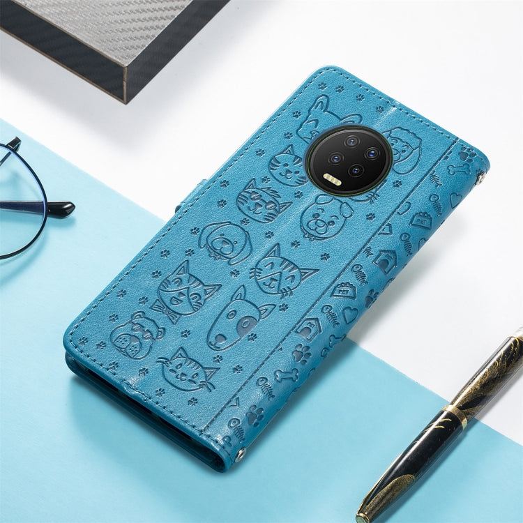 For Infinix Note 7 Lovely Cat and Dog Embossing Pattern Horizontal Flip Leather Case , with Holder & Card Slots & Wallet & Cartoon Clasp & Lanyard