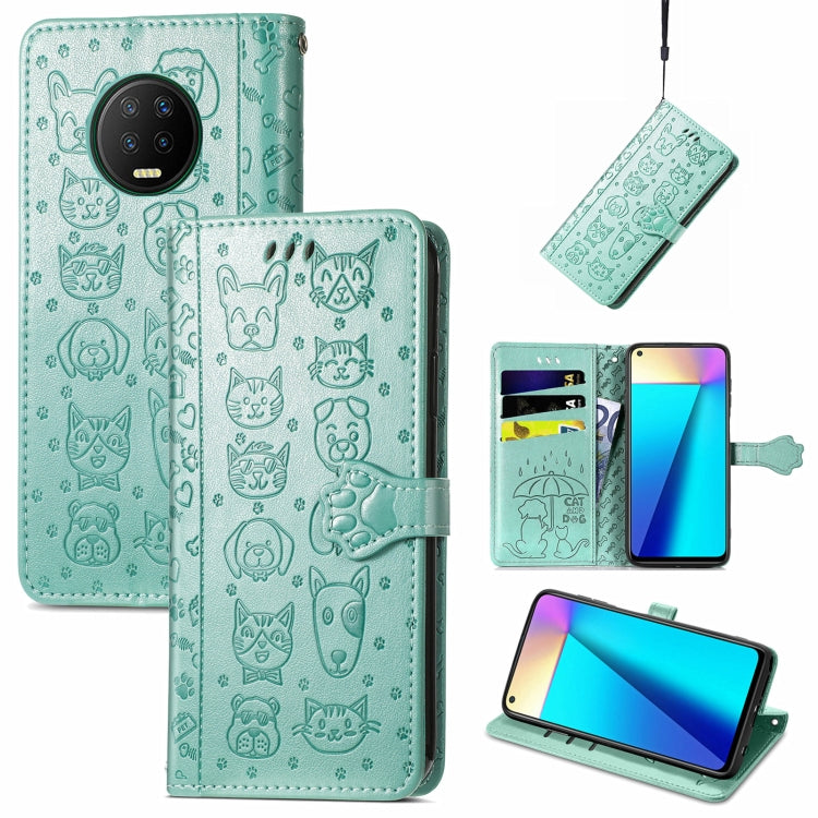 For Infinix Note 7 Lovely Cat and Dog Embossing Pattern Horizontal Flip Leather Case , with Holder & Card Slots & Wallet & Cartoon Clasp & Lanyard