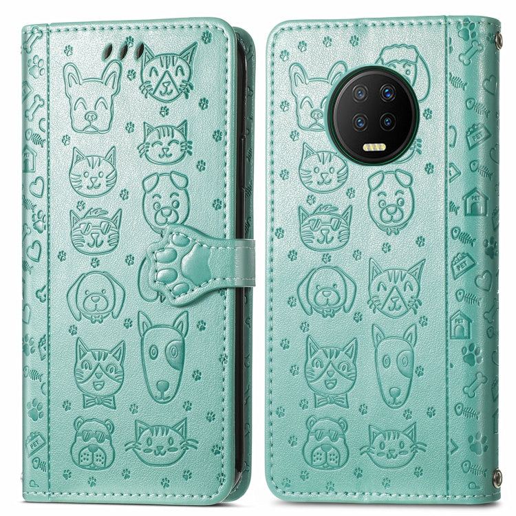 For Infinix Note 7 Lovely Cat and Dog Embossing Pattern Horizontal Flip Leather Case , with Holder & Card Slots & Wallet & Cartoon Clasp & Lanyard