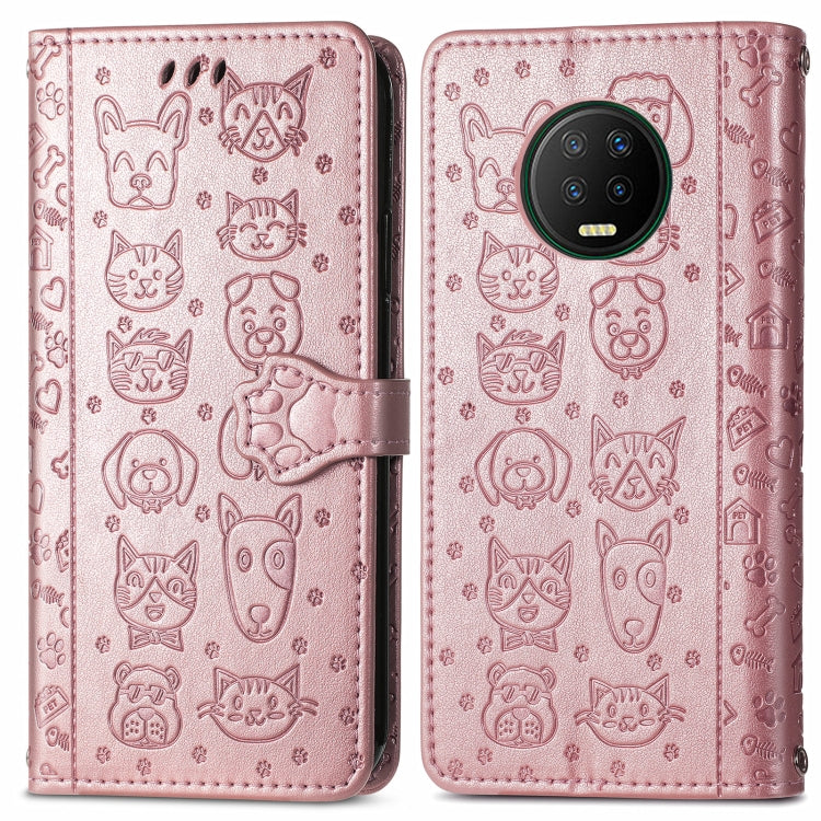 For Infinix Note 7 Lovely Cat and Dog Embossing Pattern Horizontal Flip Leather Case , with Holder & Card Slots & Wallet & Cartoon Clasp & Lanyard