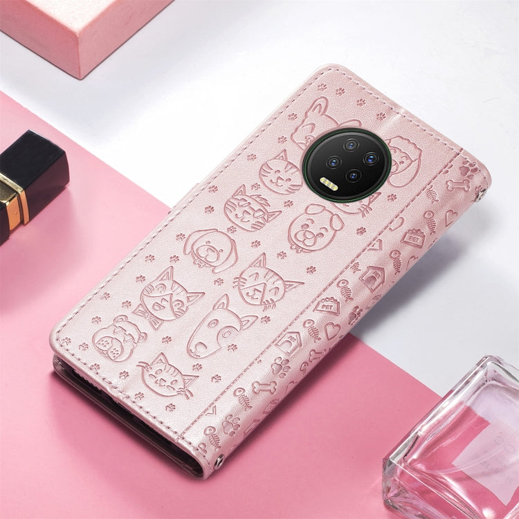 For Infinix Note 7 Lovely Cat and Dog Embossing Pattern Horizontal Flip Leather Case , with Holder & Card Slots & Wallet & Cartoon Clasp & Lanyard