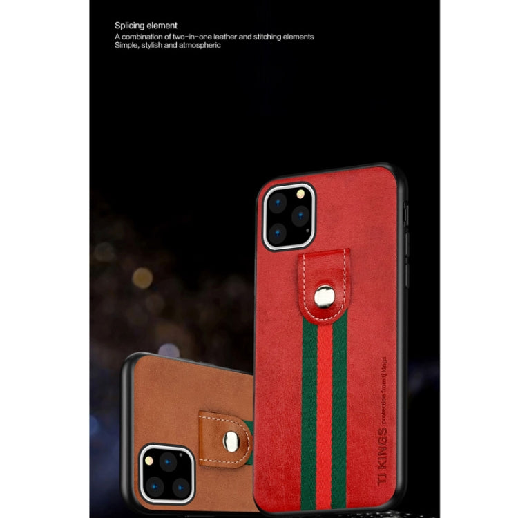 For iPhone 11 Pro TJ KINGS Pinjue Series Shockproof PC + TPU + PU Stitching Stripe + Button Case
