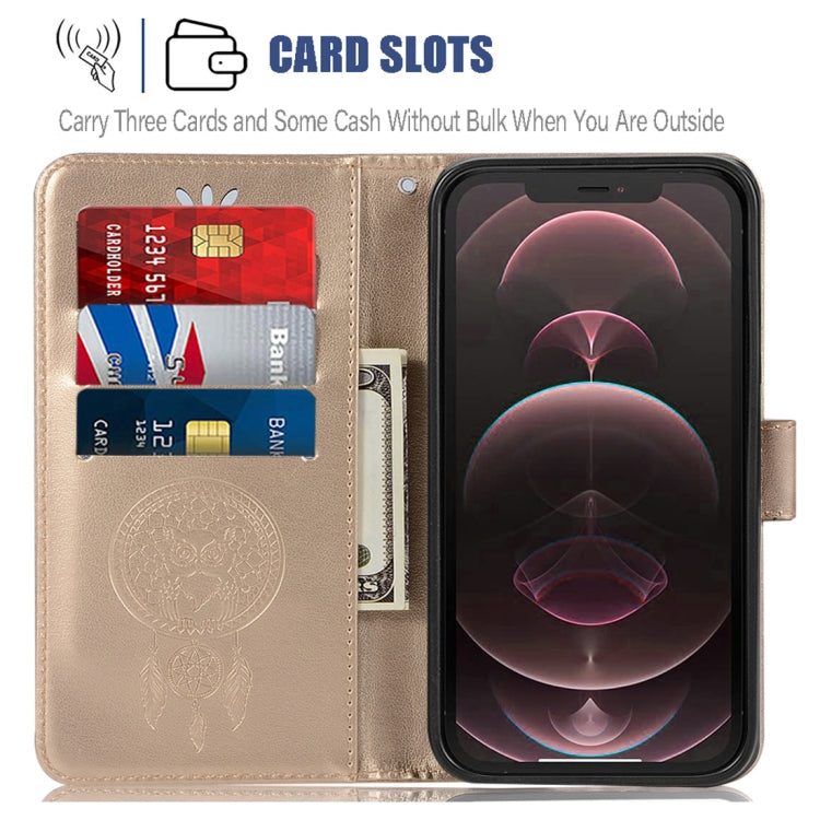 For iPhone 13 Pro Max Wind Chime Owl Embossing Pattern Horizontal Flip Leather Case with Holder & Card Slots & Wallet