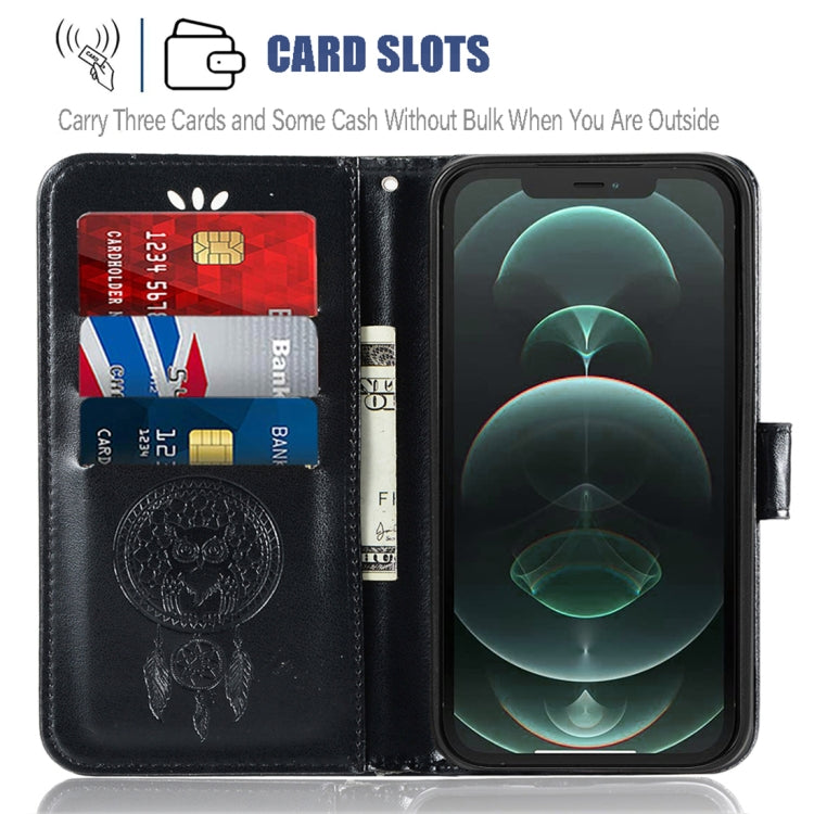 For iPhone 13 Pro Wind Chime Owl Embossing Pattern Horizontal Flip Leather Case with Holder & Card Slots & Wallet