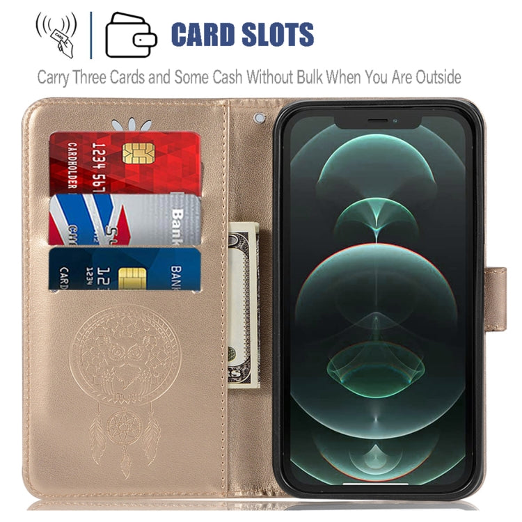 For iPhone 13 Pro Wind Chime Owl Embossing Pattern Horizontal Flip Leather Case with Holder & Card Slots & Wallet