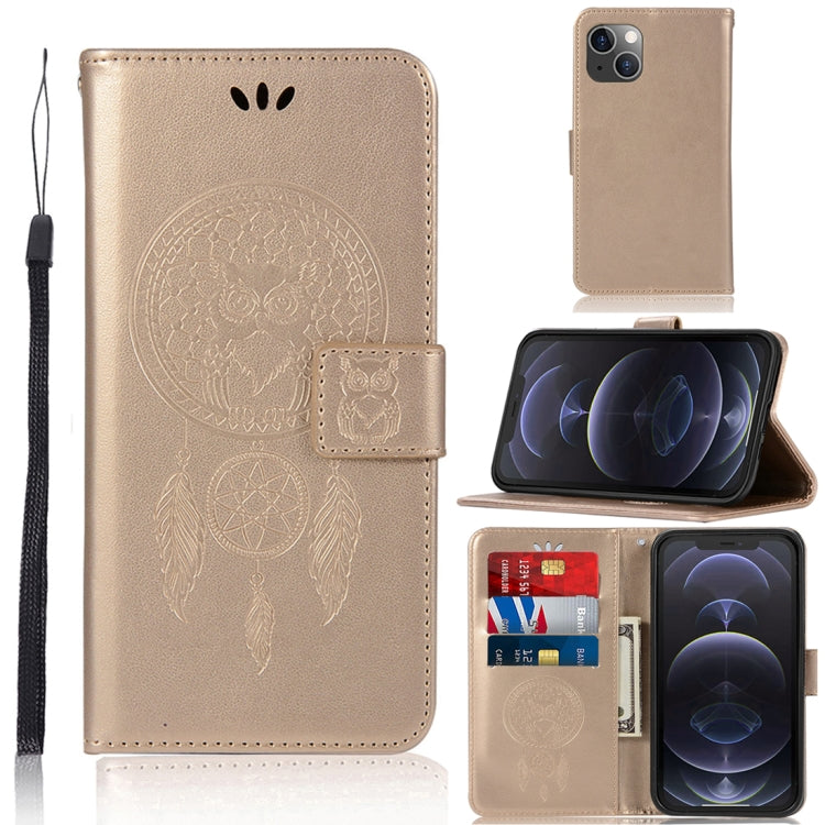 For iPhone 13 Wind Chime Owl Embossing Pattern Horizontal Flip Leather Case with Holder & Card Slots & Wallet