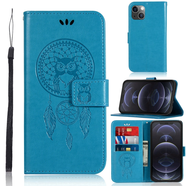 For iPhone 13 Wind Chime Owl Embossing Pattern Horizontal Flip Leather Case with Holder & Card Slots & Wallet