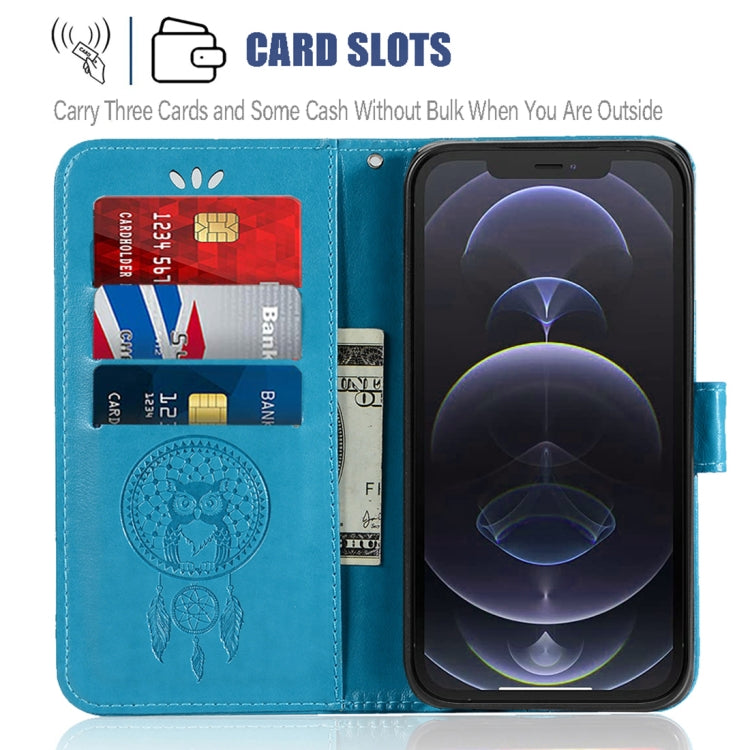 For iPhone 13 Wind Chime Owl Embossing Pattern Horizontal Flip Leather Case with Holder & Card Slots & Wallet