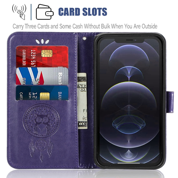 For iPhone 13 Wind Chime Owl Embossing Pattern Horizontal Flip Leather Case with Holder & Card Slots & Wallet
