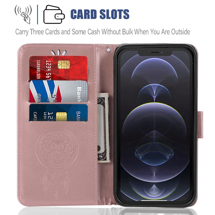 For iPhone 13 Wind Chime Owl Embossing Pattern Horizontal Flip Leather Case with Holder & Card Slots & Wallet