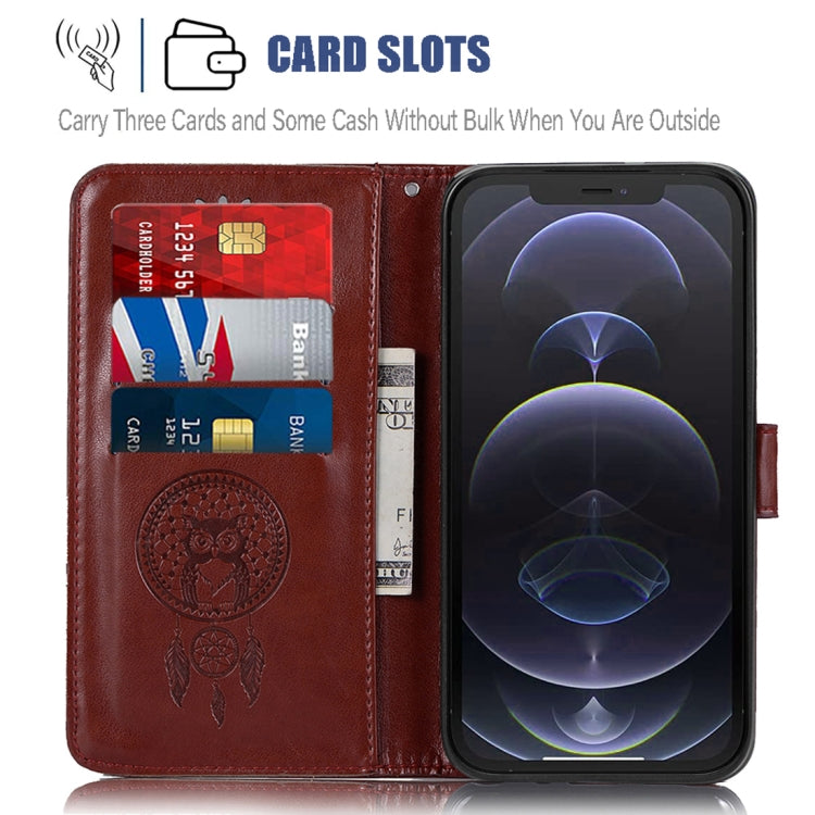 For iPhone 13 Wind Chime Owl Embossing Pattern Horizontal Flip Leather Case with Holder & Card Slots & Wallet