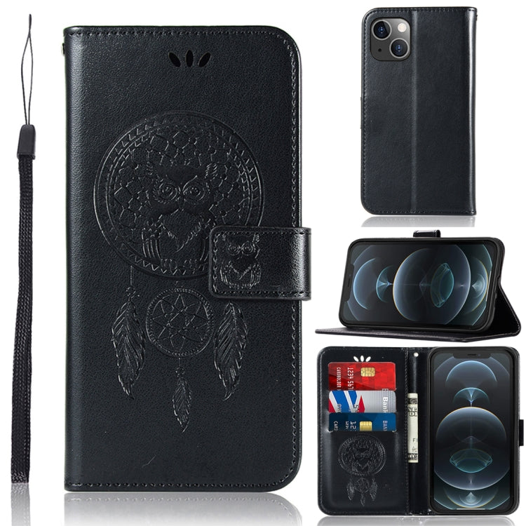 For iPhone 13 mini Wind Chime Owl Embossing Pattern Horizontal Flip Leather Case with Holder & Card Slots & Wallet