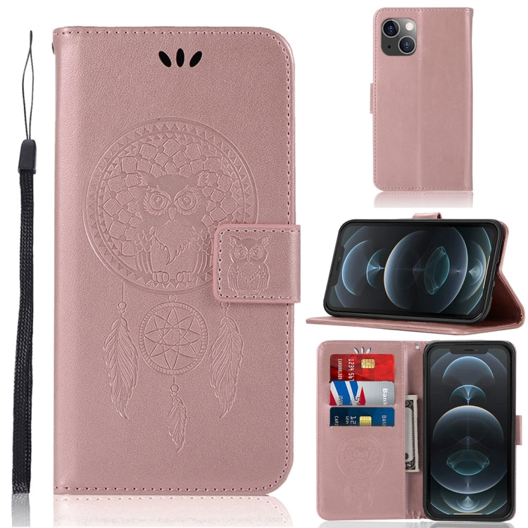 For iPhone 13 mini Wind Chime Owl Embossing Pattern Horizontal Flip Leather Case with Holder & Card Slots & Wallet