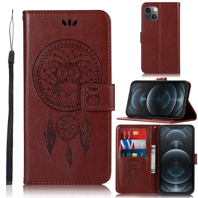 For iPhone 13 mini Wind Chime Owl Embossing Pattern Horizontal Flip Leather Case with Holder & Card Slots & Wallet