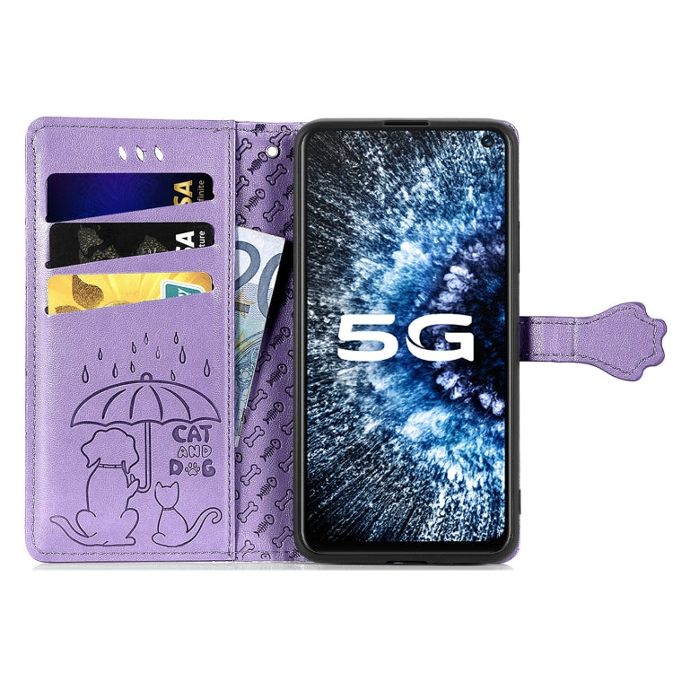 For Vivo iQOO Neo3 Lovely Cat and Dog Embossing Pattern Horizontal Flip Leather Case , with Holder & Card Slots & Wallet & Cartoon Clasp & Lanyard