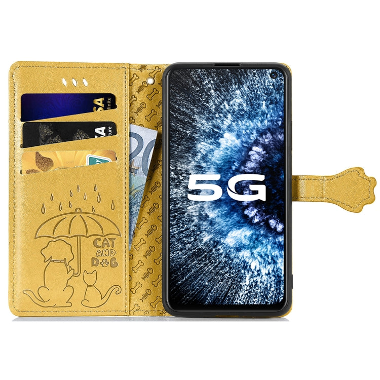 For Vivo iQOO Neo3 Lovely Cat and Dog Embossing Pattern Horizontal Flip Leather Case , with Holder & Card Slots & Wallet & Cartoon Clasp & Lanyard