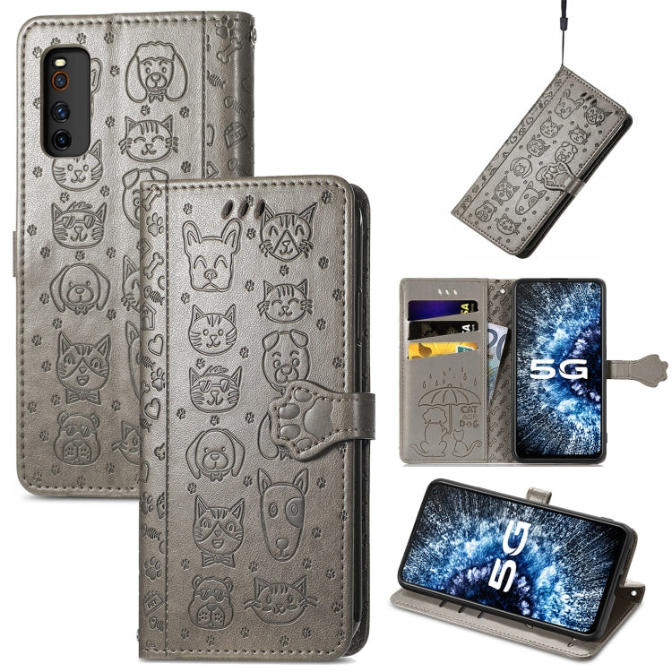 For Vivo iQOO Neo3 Lovely Cat and Dog Embossing Pattern Horizontal Flip Leather Case , with Holder & Card Slots & Wallet & Cartoon Clasp & Lanyard