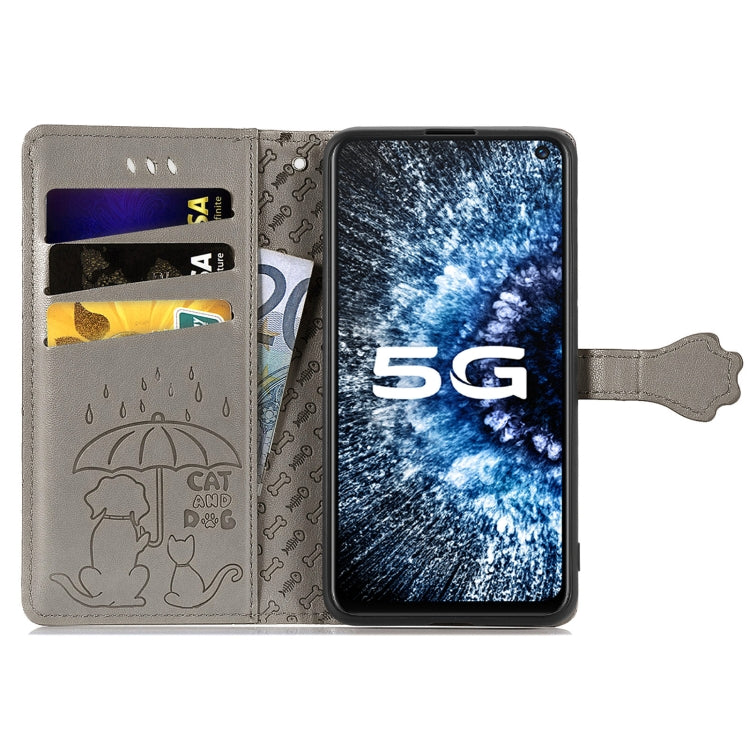 For Vivo iQOO Neo3 Lovely Cat and Dog Embossing Pattern Horizontal Flip Leather Case , with Holder & Card Slots & Wallet & Cartoon Clasp & Lanyard