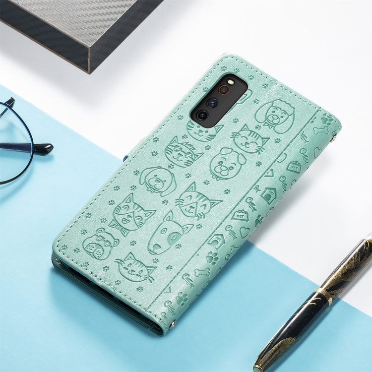 For Vivo iQOO Neo3 Lovely Cat and Dog Embossing Pattern Horizontal Flip Leather Case , with Holder & Card Slots & Wallet & Cartoon Clasp & Lanyard