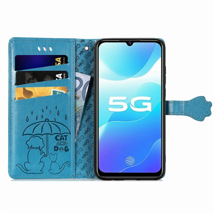 For Vivo S7e 5G Lovely Cat and Dog Embossing Pattern Horizontal Flip Leather Case , with Holder & Card Slots & Wallet & Cartoon Clasp & Lanyard