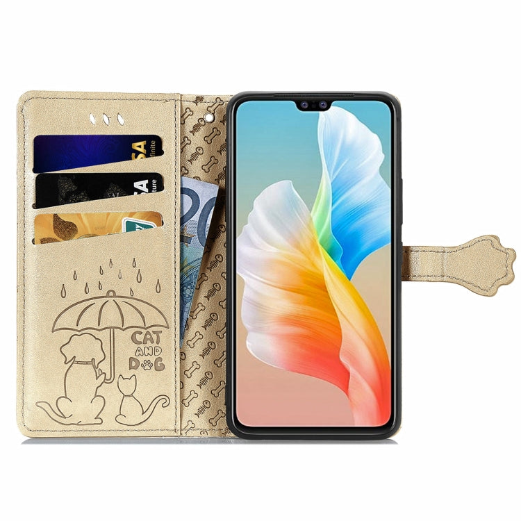 For Vivo S10 Lovely Cat and Dog Embossing Pattern Horizontal Flip Leather Case , with Holder & Card Slots & Wallet & Cartoon Clasp & Lanyard