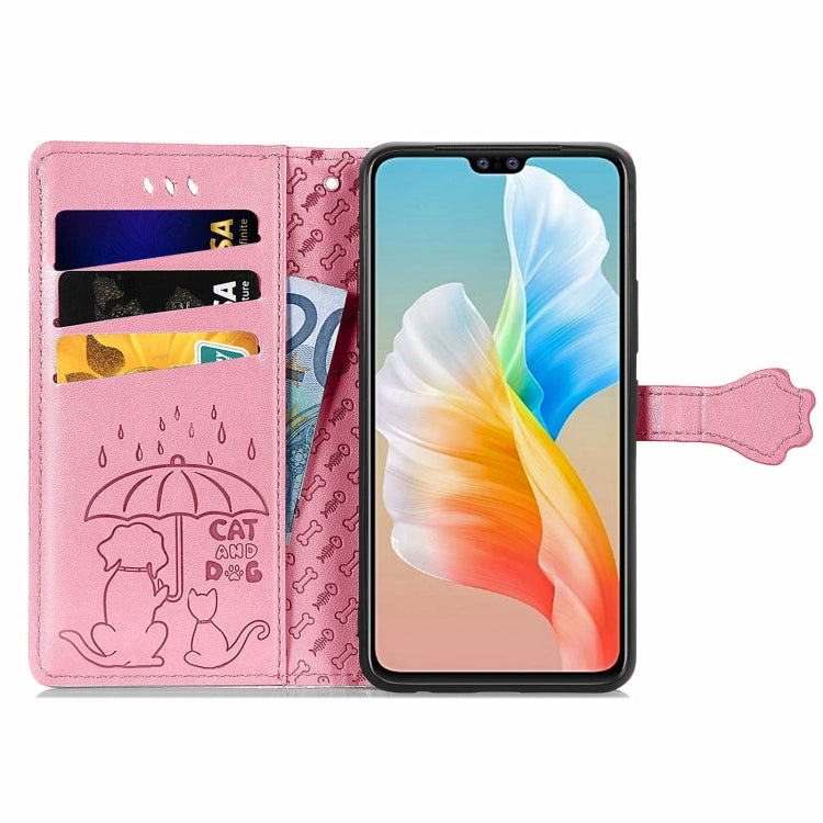 For Vivo S10 Lovely Cat and Dog Embossing Pattern Horizontal Flip Leather Case , with Holder & Card Slots & Wallet & Cartoon Clasp & Lanyard