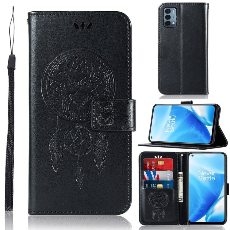 For OnePlus Nord N200 5G Wind Chime Owl Embossing Pattern Horizontal Flip Leather Case with Holder & Card Slots & Wallet