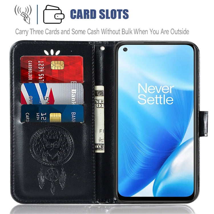 For OnePlus Nord N200 5G Wind Chime Owl Embossing Pattern Horizontal Flip Leather Case with Holder & Card Slots & Wallet