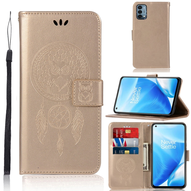 For OnePlus Nord N200 5G Wind Chime Owl Embossing Pattern Horizontal Flip Leather Case with Holder & Card Slots & Wallet