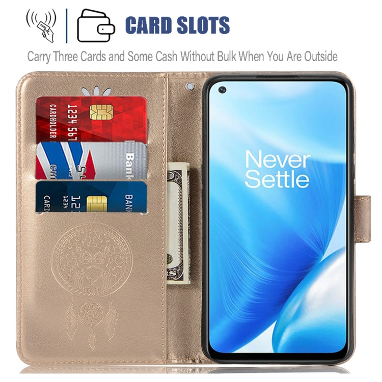 For OnePlus Nord N200 5G Wind Chime Owl Embossing Pattern Horizontal Flip Leather Case with Holder & Card Slots & Wallet