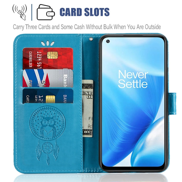 For OnePlus Nord N200 5G Wind Chime Owl Embossing Pattern Horizontal Flip Leather Case with Holder & Card Slots & Wallet