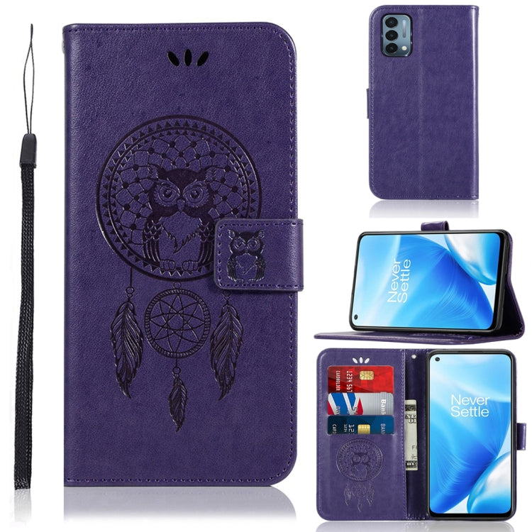 For OnePlus Nord N200 5G Wind Chime Owl Embossing Pattern Horizontal Flip Leather Case with Holder & Card Slots & Wallet