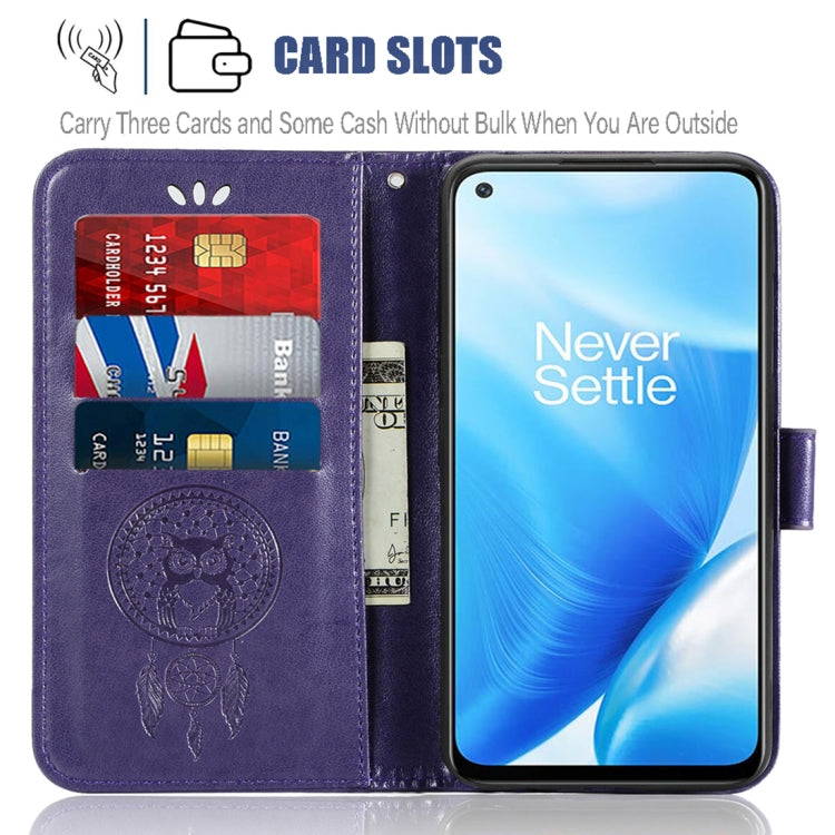 For OnePlus Nord N200 5G Wind Chime Owl Embossing Pattern Horizontal Flip Leather Case with Holder & Card Slots & Wallet