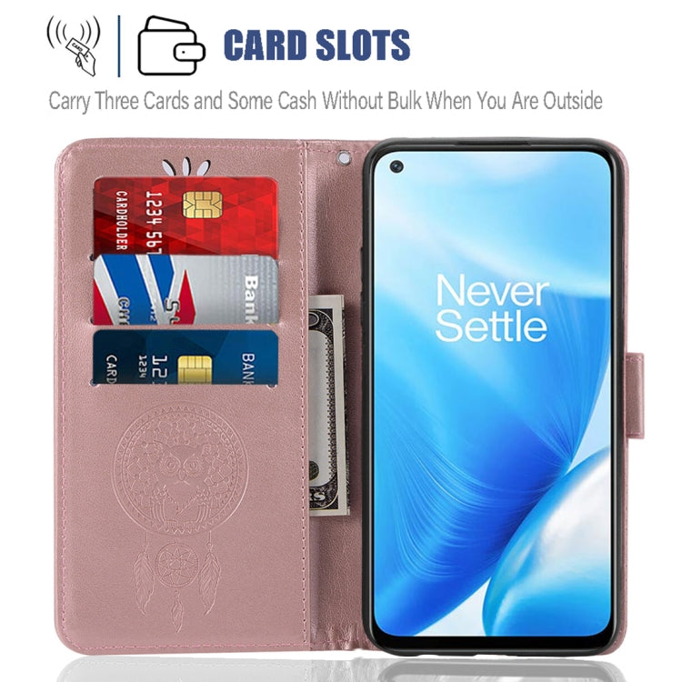 For OnePlus Nord N200 5G Wind Chime Owl Embossing Pattern Horizontal Flip Leather Case with Holder & Card Slots & Wallet