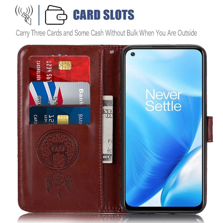 For OnePlus Nord N200 5G Wind Chime Owl Embossing Pattern Horizontal Flip Leather Case with Holder & Card Slots & Wallet