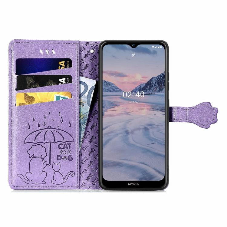 For Nokia 2.4 Lovely Cat and Dog Embossing Pattern Horizontal Flip Leather Case , with Holder & Card Slots & Wallet & Cartoon Clasp & Lanyard