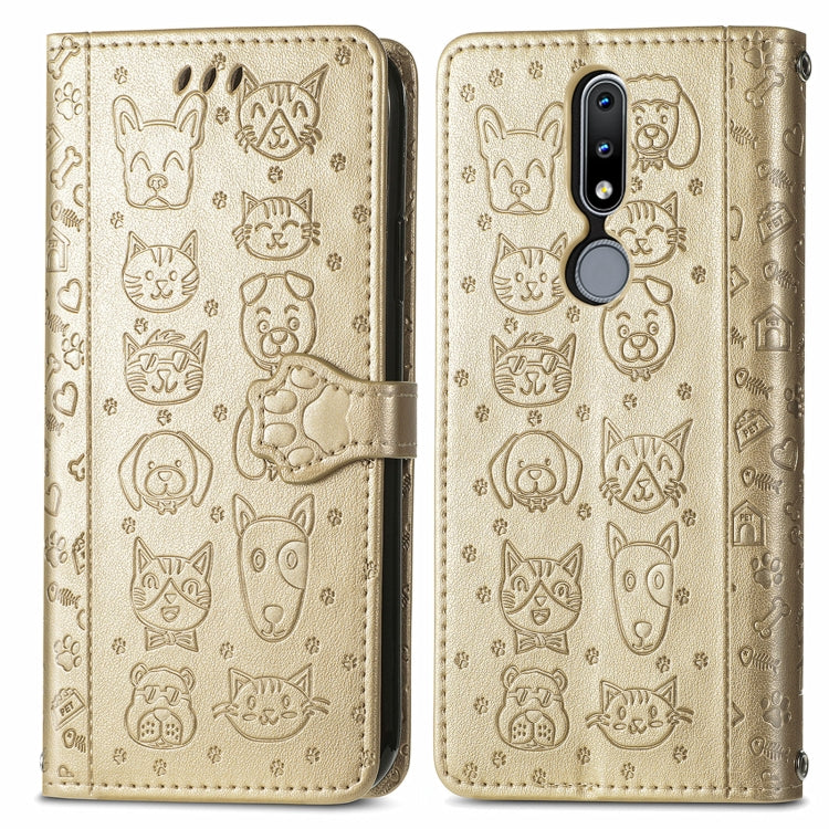 For Nokia 2.4 Lovely Cat and Dog Embossing Pattern Horizontal Flip Leather Case , with Holder & Card Slots & Wallet & Cartoon Clasp & Lanyard