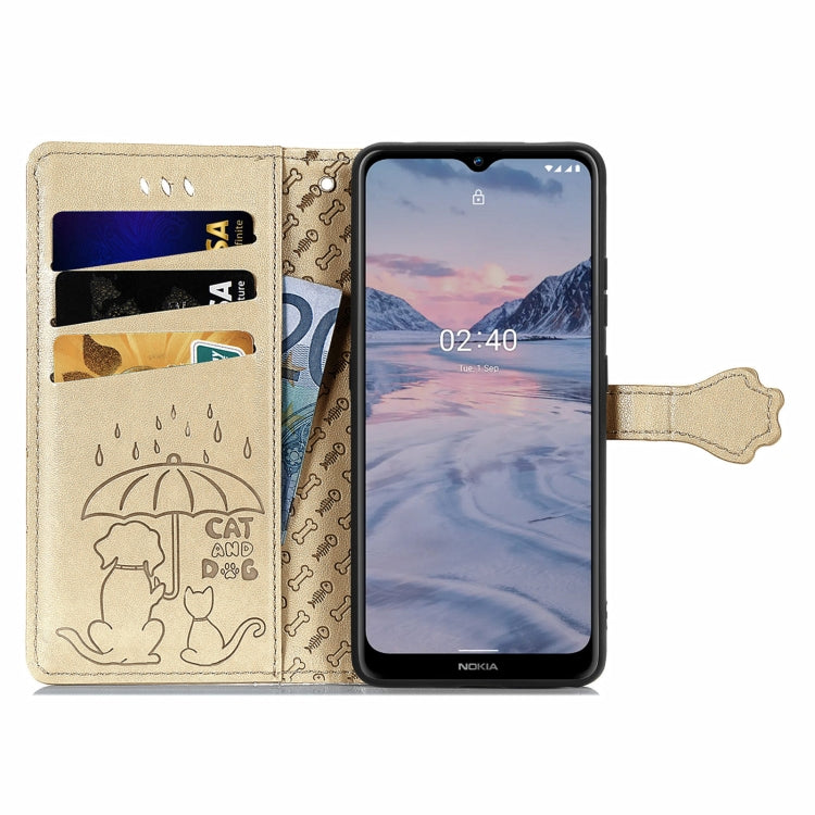 For Nokia 2.4 Lovely Cat and Dog Embossing Pattern Horizontal Flip Leather Case , with Holder & Card Slots & Wallet & Cartoon Clasp & Lanyard