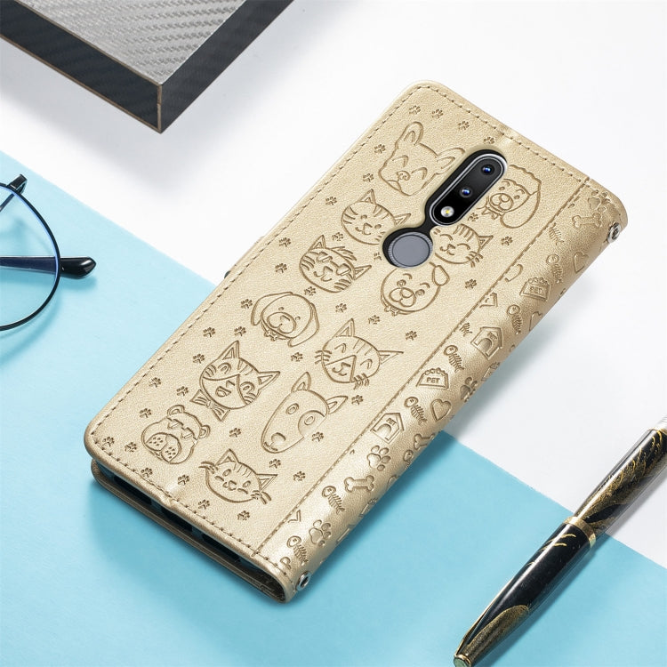 For Nokia 2.4 Lovely Cat and Dog Embossing Pattern Horizontal Flip Leather Case , with Holder & Card Slots & Wallet & Cartoon Clasp & Lanyard