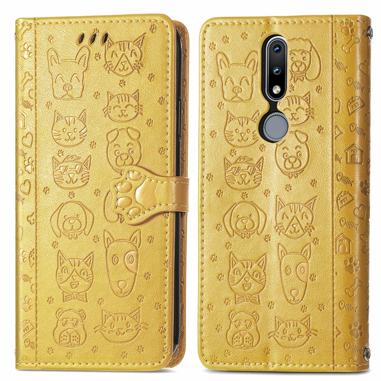 For Nokia 2.4 Lovely Cat and Dog Embossing Pattern Horizontal Flip Leather Case , with Holder & Card Slots & Wallet & Cartoon Clasp & Lanyard
