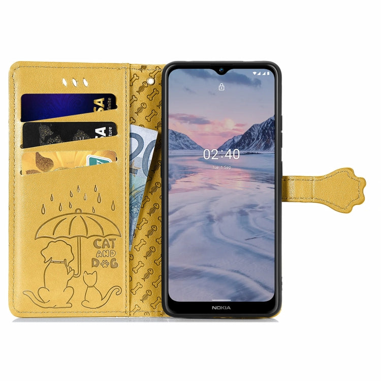 For Nokia 2.4 Lovely Cat and Dog Embossing Pattern Horizontal Flip Leather Case , with Holder & Card Slots & Wallet & Cartoon Clasp & Lanyard
