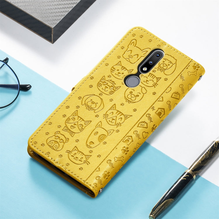 For Nokia 2.4 Lovely Cat and Dog Embossing Pattern Horizontal Flip Leather Case , with Holder & Card Slots & Wallet & Cartoon Clasp & Lanyard