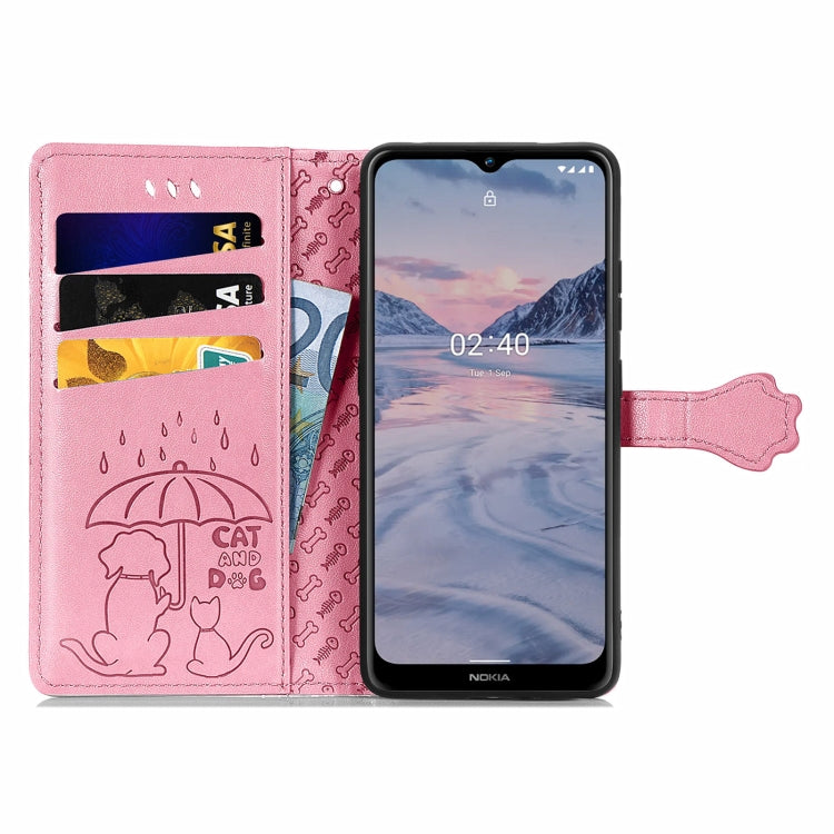 For Nokia 2.4 Lovely Cat and Dog Embossing Pattern Horizontal Flip Leather Case , with Holder & Card Slots & Wallet & Cartoon Clasp & Lanyard