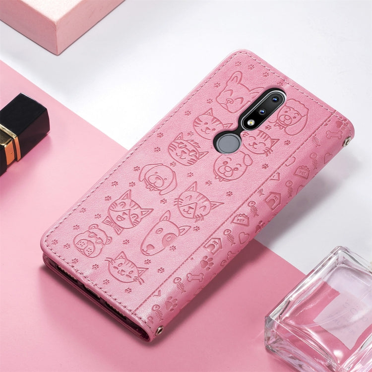 For Nokia 2.4 Lovely Cat and Dog Embossing Pattern Horizontal Flip Leather Case , with Holder & Card Slots & Wallet & Cartoon Clasp & Lanyard