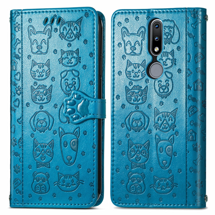 For Nokia 2.4 Lovely Cat and Dog Embossing Pattern Horizontal Flip Leather Case , with Holder & Card Slots & Wallet & Cartoon Clasp & Lanyard