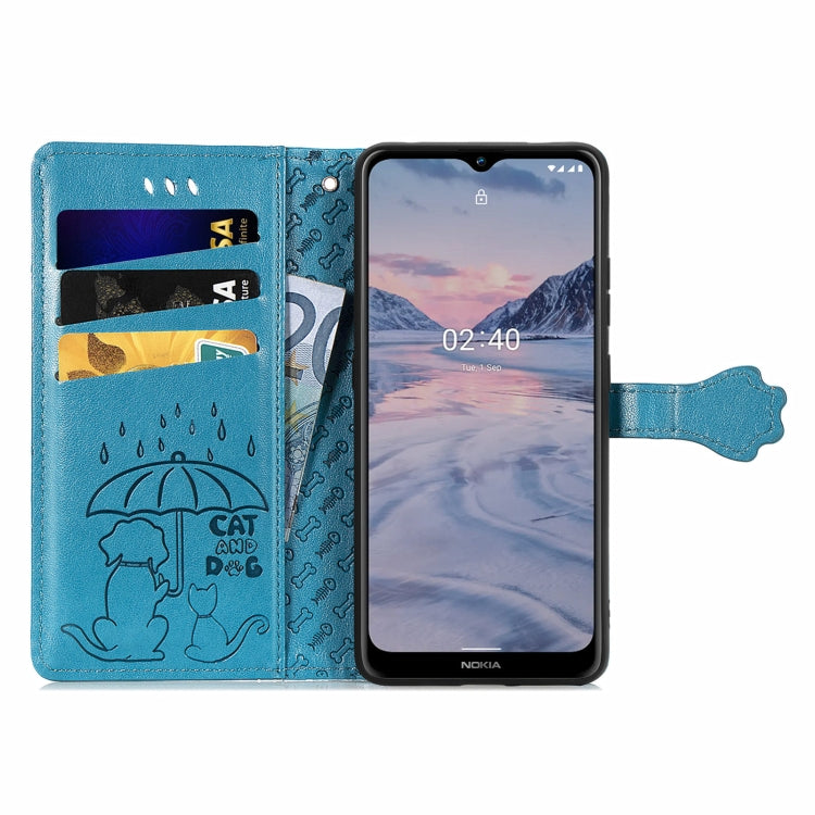 For Nokia 2.4 Lovely Cat and Dog Embossing Pattern Horizontal Flip Leather Case , with Holder & Card Slots & Wallet & Cartoon Clasp & Lanyard