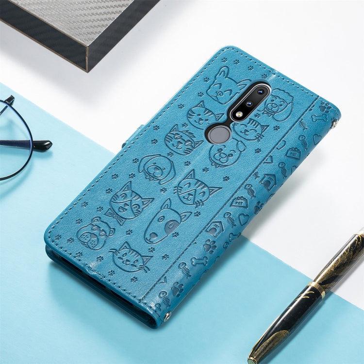 For Nokia 2.4 Lovely Cat and Dog Embossing Pattern Horizontal Flip Leather Case , with Holder & Card Slots & Wallet & Cartoon Clasp & Lanyard
