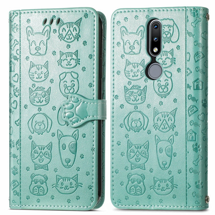 For Nokia 2.4 Lovely Cat and Dog Embossing Pattern Horizontal Flip Leather Case , with Holder & Card Slots & Wallet & Cartoon Clasp & Lanyard