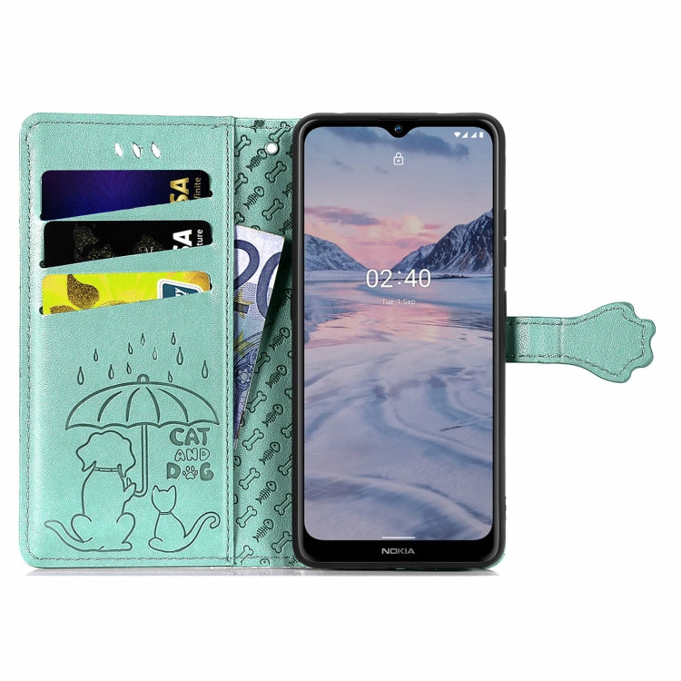 For Nokia 2.4 Lovely Cat and Dog Embossing Pattern Horizontal Flip Leather Case , with Holder & Card Slots & Wallet & Cartoon Clasp & Lanyard